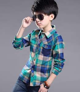 Nouvelle mode, chemise à manches longues pour enfants, vêtements pour enfants, hauts à carreaux en coton, chemise pour garçon - Product Image 3