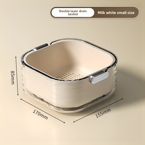 Panier de vidange de fruits ménager épaissi PP Double couche en plastique évier de cuisine <span class=keywords><strong>passoire</strong></span> ensemble poignée pour salon - Product Image 6