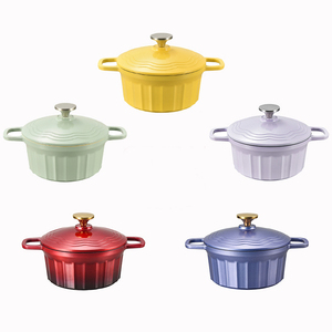 Enameled אלומיניום מצמד אלומיניום עם מכסה גלים ידית כפולה מרק מתכת סיר תנור למרק אפייה לשאור לא רעיל - Product Image 2