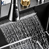 Évier de cuisine intelligent Flying Rain Black de haute qualité avec robinet intégré et distributeur de savon