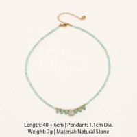 Collar de Cuentas Largas de Aventurina Verde Natural y Amazonita JinSpark, Chapado en Oro de 18K, Estilo Bohemio