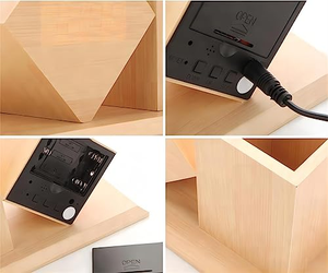 Multi-function Table Desk <b>Wooden</b> Pen Holder with <b>Digital</b> LED Alarm <b>Clock</b> - Product Image 4