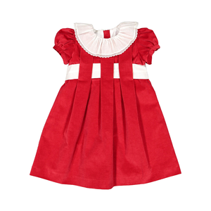 Festivo vestito da ragazza in velluto rosso con giunzione di pizzo bianco con colletto natalizio <span class=keywords><strong>abiti</strong></span> da bambino prima comunione per le ragazze di 6-14 anni - Product Image 1