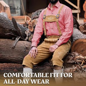 Shorts traditionnels allemands en daim pour homme, costume d'Oktoberfest avec bretelles, taille adulte - Product Image 5