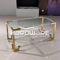 Nouveau Style En Acier Inoxydable Acrylique Thé Table D'appoint Table Basse Verre Or Pour Le Salon De Mariage