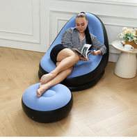 Canapé gonflable floqué moderne avec ottoman, fauteuil gonflable portable, pouf paresseux pour extérieur, jardin, chambre, bureau à domicile, salon
