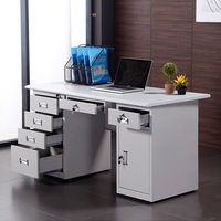 Bureau de travail moderne et minimaliste en acier avec tiroir verrouillable et bibliothèque pour usage commercial, bureau informatique pour le travail de comptabilité/caisse