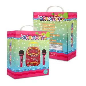 Детский караоке-динамик с перезаряжаемой батареей, музыкальные инструменты для малышей, девочек, мальчиков с 2 микрофонами