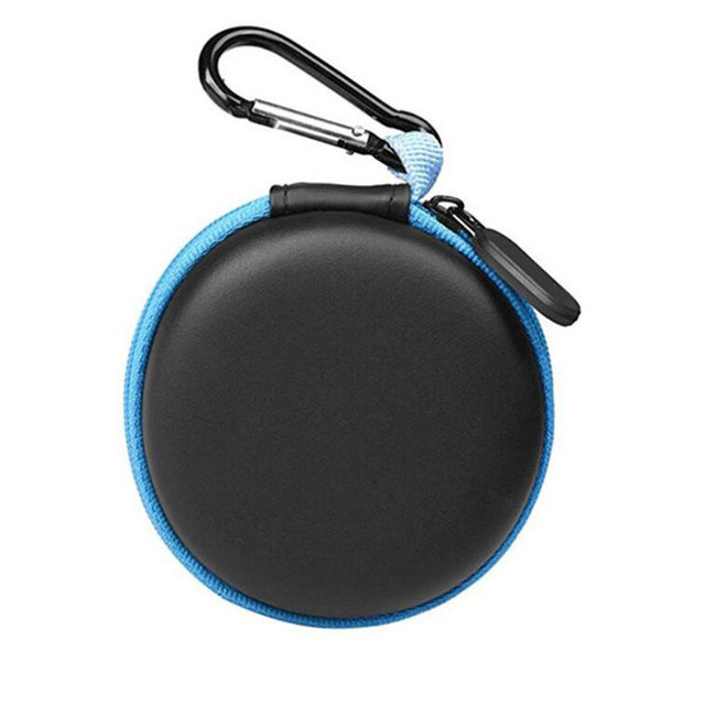 Earphone Earbud EVA Hard Storage Case Small,Leather PU Round Zippered Customized case With Carabiner