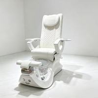 Fauteuil de pédicure électrique inclinable blanc de luxe, station de pédicure spa, bassin à pieds en verre, manucure, salon de beauté