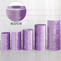 Housse de baril en velours diamanté doré SHJY, style moderne et minimaliste, en polyester, pour table de dessert de mariage ou de fête, colonne