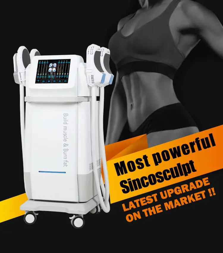 Nuova tendenza 5 maniglie Rf Vertical sinco emslim hiemt shape 5000w Ems Muscle building macchina brucia grassi con approvazione CE