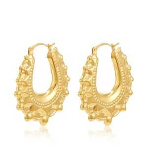 Fabrication usine bijoux haute qualité personnalisée PVD plaqué or boucles d'oreilles créoles en <span class=keywords><strong>acier</strong></span> inoxydable - Product Image 1