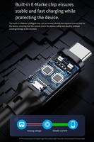 USB5 5A PD 240W Pantalla Tipo C 80Gbps Cable de carga rápida 16K 60Hz Cable de datos para Thunderbolt 5