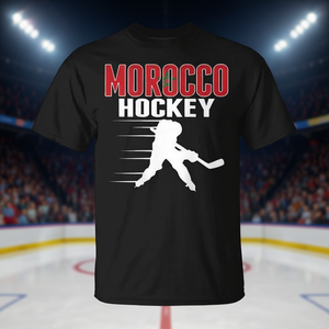 Camiseta de hockey de Marruecos, camiseta negra de apoyo para aficionados al hockey sobre hielo - Product Image 3