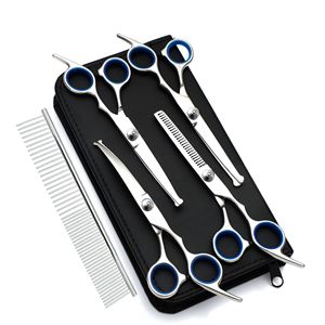 Kit de ciseaux pour toilettage canin KingHon : ciseaux droits, effilants et courbés pour Bichon, Teddy, Bomei – Ensemble d'outils de toilettage pour chiens - Product Image 3