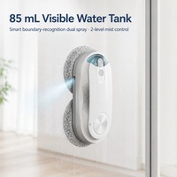 Robot de nettoyage de fenêtres électrique automatique pour usage domestique, réservoir d'eau de 85 ml, batterie Li 600 mAh, moteur sans balais, pulvérisation de brume ultrasonique