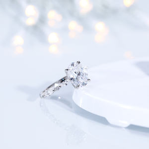 OAHLAN anello 925 in argento Sterling da donna con taglio ovale zirconio cubico anello di fidanzamento gioielli alla moda solitario - Product Image 3