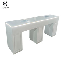 Tables de manucure professionnelles en marbre avec éclairage, station de nail art, bureau de manucure avec dépoussiéreur
