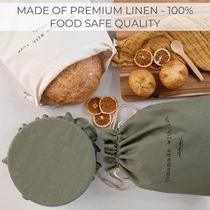 Impresión personalizada Eco Reutilizable Pan Proofing Cover Cordón Limpio Almacenamiento Lino Bolsa de pan - Product Image 6