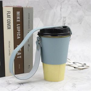 Porte-gobelets réutilisable en cuir PU moderne et durable avec logo personnalisé, bandoulière réglable, idéal pour les cafés en plein air et les plats à emporter - Product Image 5