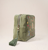 Sac de rangement portable en velours pour pinceaux de maquillage et cosmétiques, motif déesse du soleil brodé, avec fermeture éclair dorée