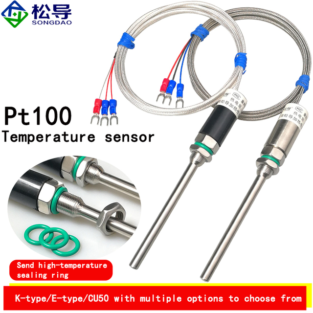 Pt100 Platinum Thermistor Temperature Sensor WZP-187 IP68 Waterproof Probe OEM Stainless Steel 1 Year