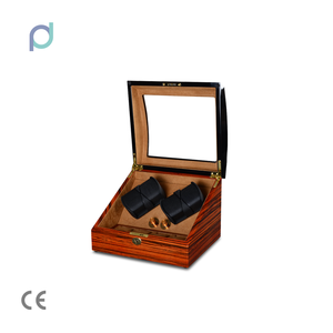 Hai chế độ LED ánh sáng hiển thị pin hoạt động tự động xem Winder 2 + 2 cánh quạt vuông bằng gỗ xoay trường hợp hộp trường hợp hộp đồng hồ trường hợp - Product Image 2