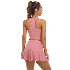 Set Rok Tenis Wanita Berkualitas Tinggi dengan Logo Custom, Sport Bra Taceback untuk Olahraga Luar Ruangan, 2 Potong untuk Yoga, Lari, Golf - Product Image 4