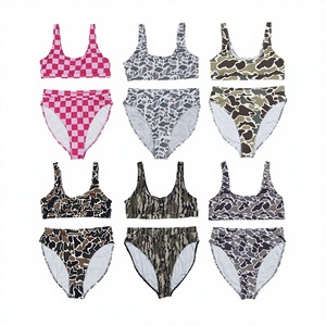 NO MOQ Adult 6 Print Woman Summer 2-Piece Swim Brief Swimsuits Washed Camouflage Matching High Quality Wholesale - Product Image 3