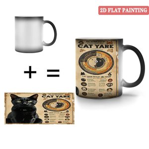 Frosted Black <b>Ceramic</b> <b>Mug</b> 11oz Heat Color Changing Sublimation Cat Yare Design - Product Image 4