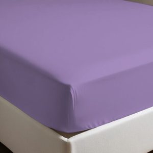 Sábana Ajustable 100% Algodón Color Lila 120x200 Cm Para Cama Italiana - Product Image 1