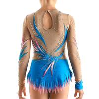 Justaucorps de danse bleu ombré pour filles Patinage artistique et gymnastique rythmique Costume de performance pour les compétitions et les spectacles