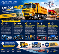 Nouveau camion benne diesel SHACMAN F3000 6x4 avec transmission Weichai FAST, conduite à gauche, 340 CV, norme Euro 2, pièces de rechange d'origine pour l'Angola