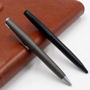 Stylo bille de luxe en aluminium et acier inoxydable dépoli pour hôtel, personnalisable avec logo OEM, encre bleue/noire - Product Image 2