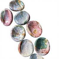 1CRYSTAL HOLA 1 pièce Bol en jaspe océanique coloré de haute qualité, pierre naturelle polie pour la lithothérapie et la décoration intérieure