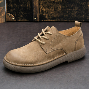 Nuevos Zapatos de Cuero Casuales Retro para Hombre, Estilo Caballero Versátil, Suela Blanda, Zapatos con Cordones de Punta Ancha - Product Image 1