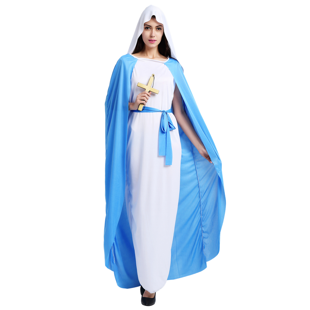 Virgin Mary Blue Nun Costume for Adult Women - Perfect for Halloween Sister  Cosplay & Party Events, Plus Cloak Included