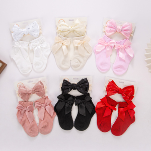 Nouveaux Bandeaux Nœuds Scintillants Personnalisés avec Ensembles <span class=keywords><strong>de</strong></span> Chaussettes, Produits Bébé Unis, 6 Couleurs, Vente en Gros Usine - Product Image 4