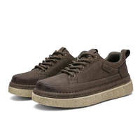 Baskets décontractées à lacets pour hommes, plateforme, taille 38-46, couleur kaki marron, tige souple, semelle épaisse antidérapante, chaussures de marche quotidiennes pour hommes