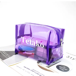 กระเป๋าเครื่องสำอางพีวีซีแบบซิป  ใส่ของได้เยอะ  สีชมพู มิ้นท์ ม่วง  สีเจลลี่  สำหรับเดินทาง  รับสกรีนโลโก้ - Product Image 1