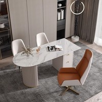 Mobilier de maison de luxe Table de bureau Ordinateur moderne Salon d'écriture Réception Table de travail blanche avec dessus en marbre