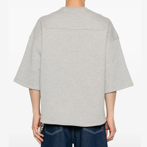 Camiseta de gran tamaño con bordado y apliques para hombre, Camiseta de algodón pesado con cuello redondo, camiseta recortada cuadrada cortada y cosida - Product Image 3