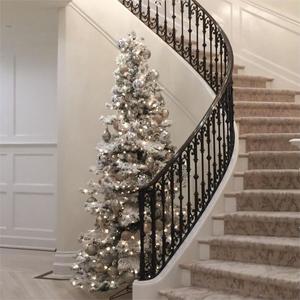 Cổ điển tay rèn sắt cong cầu thang với treads gỗ cho biệt thự Retro và trang trí nhà sang trọng - Product Image 5