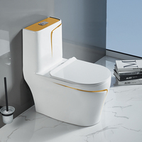 Sanitaires de luxe Water Closet Céramique Salle de bain Porcelaine Or Ligne Blanc Wc Siphonic One Piece Toilettes Commode