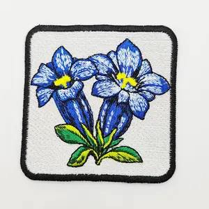 Fashion 3D Logo Free Sample Design Sew On Letter Flower Chenille Embroidered Patch Badges Clothing Custom Embroidery Patches