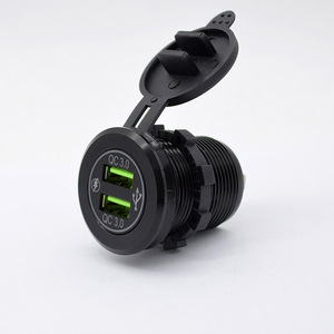 Cargador de coche con doble USB QC3.0, carga rápida, 12V 24V, aleación de aluminio, resistente al agua, para uso en vehículos - Product Image 1