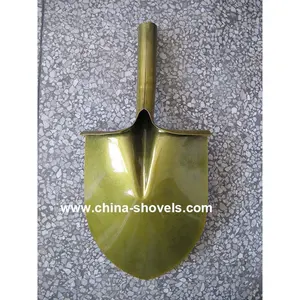 S518-1G All Types Of Garden Farming Round Mouth Pointed Carbon Steel Golden Color Shovel Head