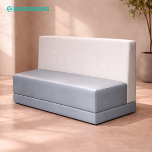 Modern <b>Restaurant</b> Bench Upholstered Fabric Back Faux Leather Seat High Density Foam Commercial Dining Furniture - Product Image 3