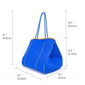 Sacs à main en néoprène perforé, sac personnalisé avec votre propre Logo, pour le Shopping, grande capacité pour femmes, fourre-tout à bandoulière, de plage, vente en gros, - Product Image 2